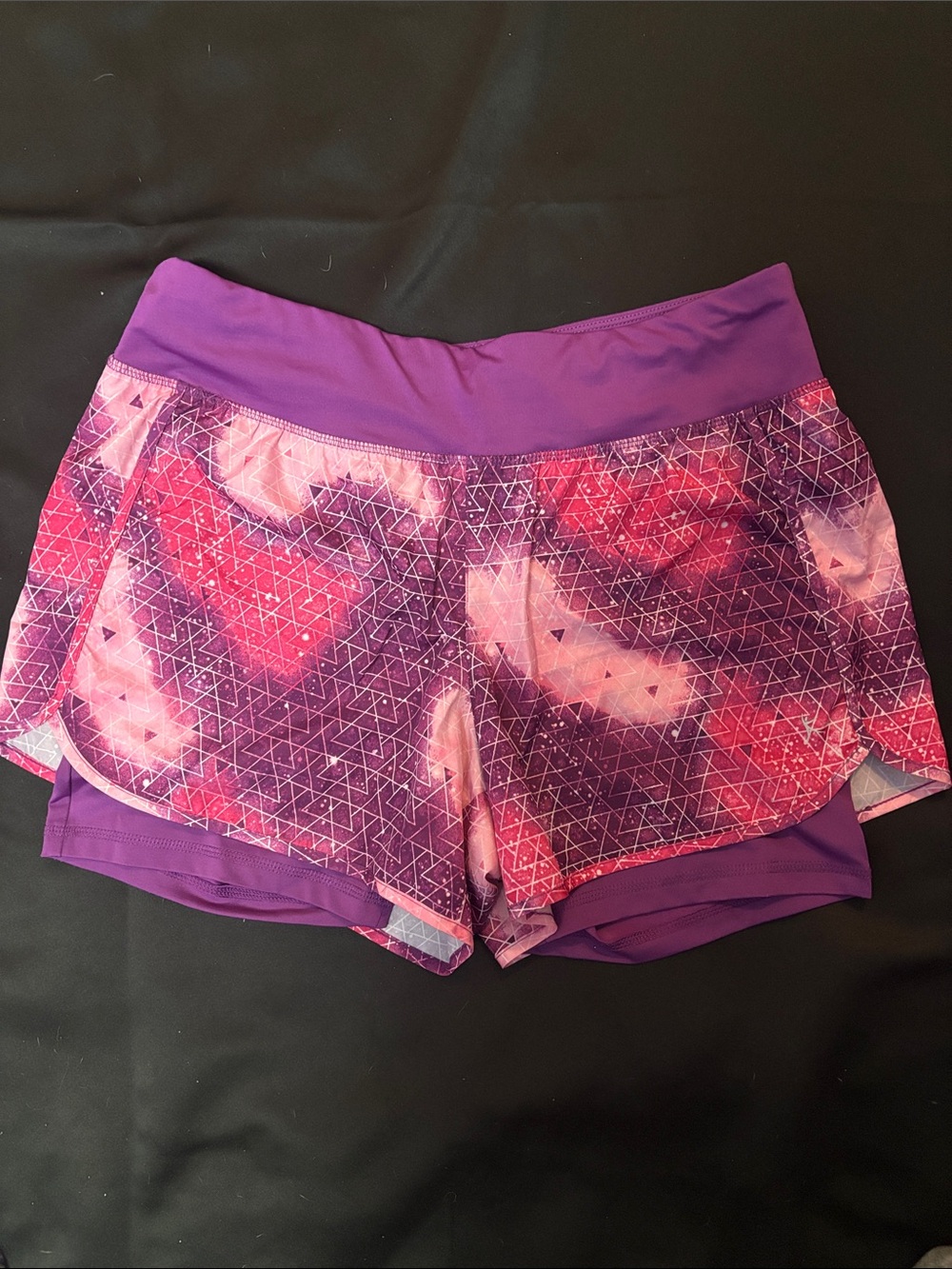 Danskin Purple and Pink Geometric Athletic Shorts with Liner